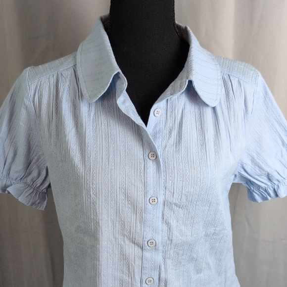 Allegra K Blue Fitted Button Down Shirt with Collar. Small. NWT - Picture 4 of 8
